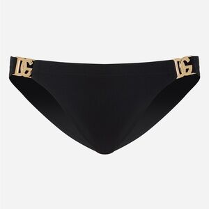 DOLCE & GABBANA Men’s Swim Briefs With DG Hardware In Black Size L
